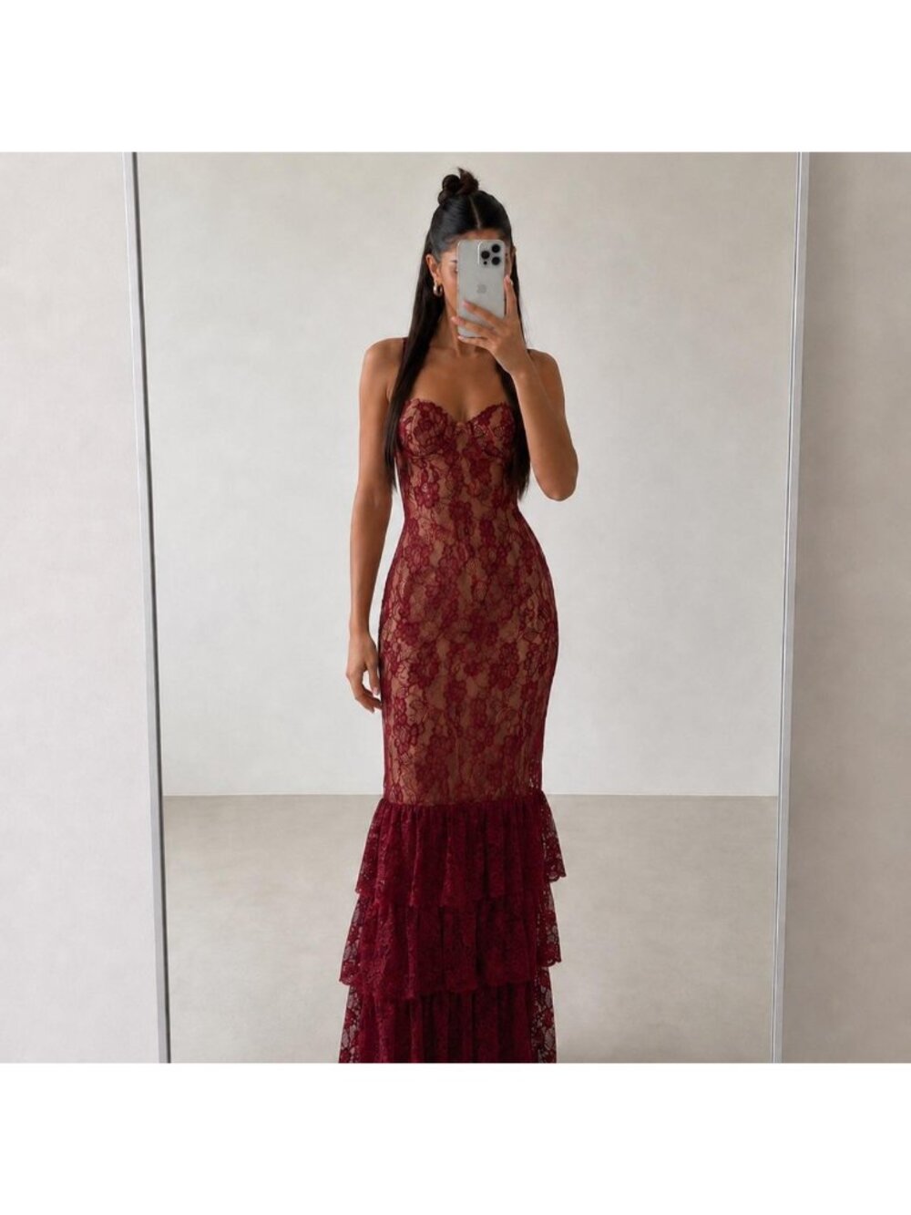 Jluxlabel Red Lace Corset Mermaid Gown Size S - Picture 2 of 8